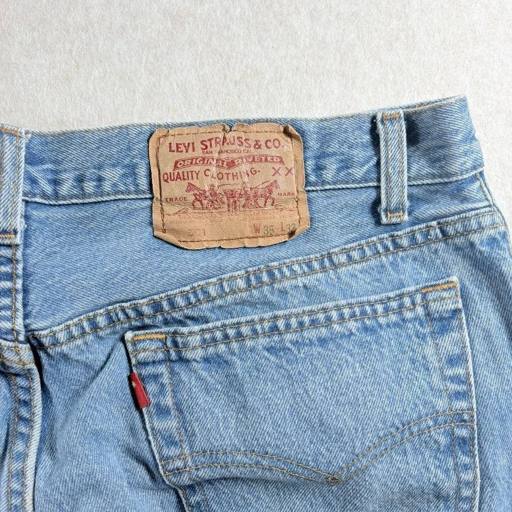 Levi's 501 USA Vintage 36x32 Light Wash Button Fly Straight Leg Jeans